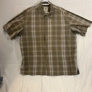 Men's Short Sleeve Green Plaid Button Down Shirt from Northcrest Size XL